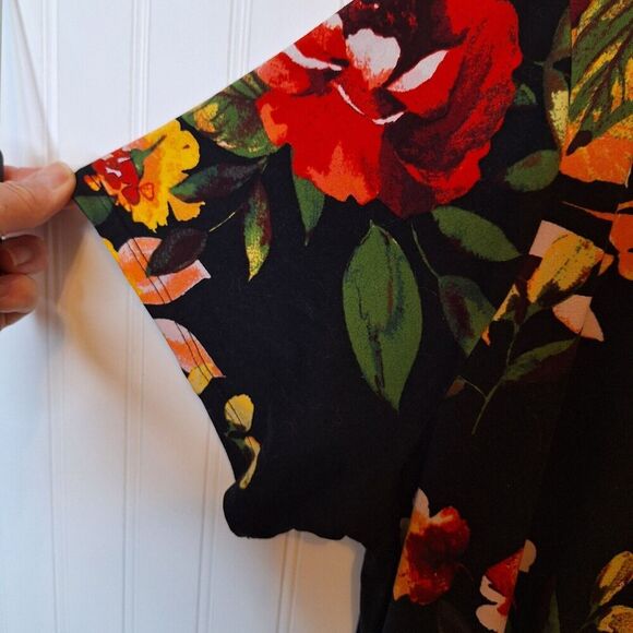 Sweet Lovely By Jen Womens Size 3XL‎ Black Floral Tunic Dress Stretch Pockets - Picture 5 of 9